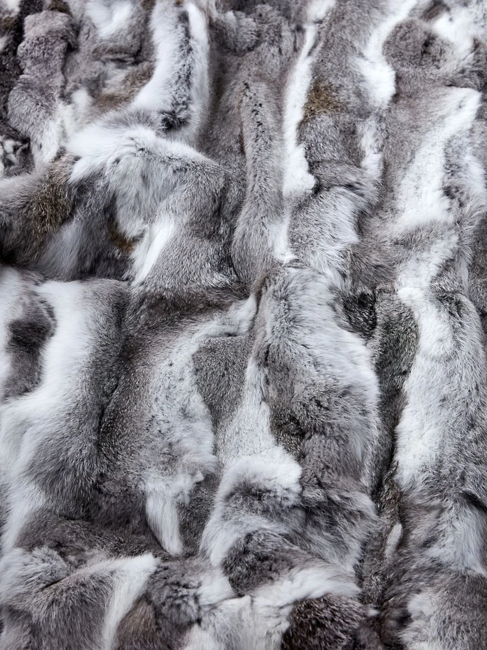 Overland Plush Rabbit Fur Throw Blanket - Gray & White